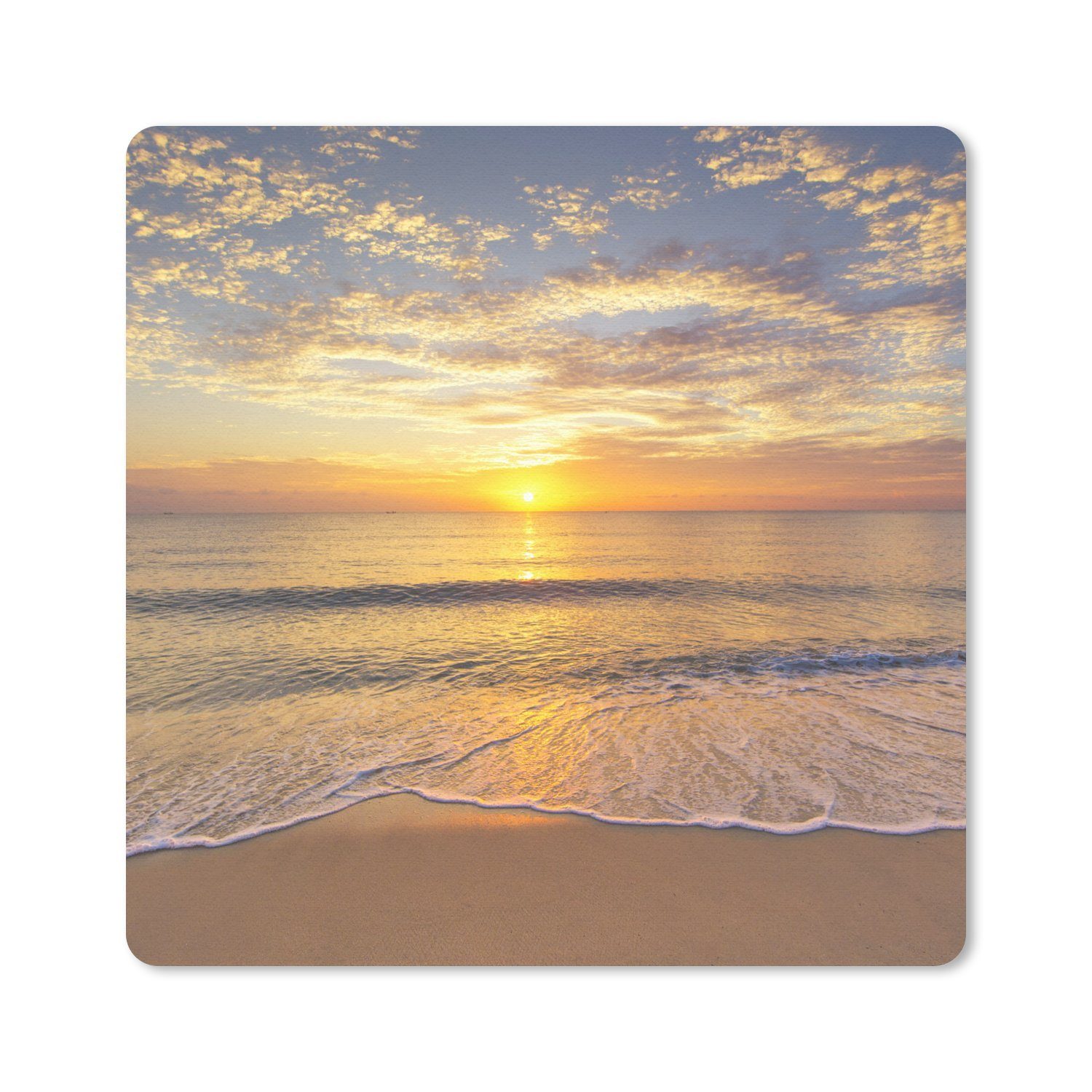 MuchoWow Mauspad Strand - Sonnenuntergang - Meer (1-St), Mousepad, Schreibtisch Zubehör, Deko, 20x20 cm