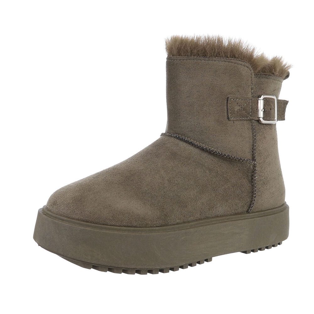 Ital-Design Damen Snowboots Freizeit Snowboots (87214450) Flach Plateaustiefeletten in Olive