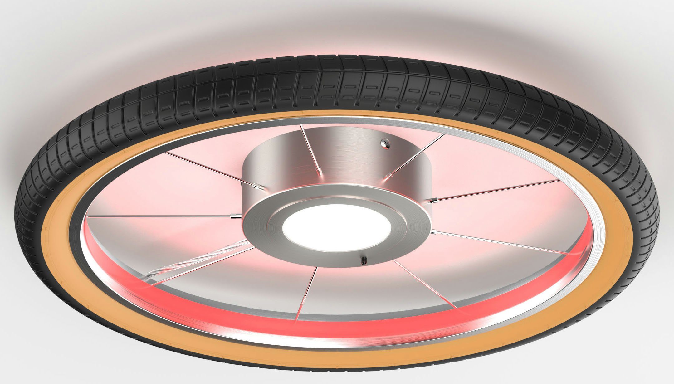 EVOTEC Deckenleuchte Wheel, LED indirekte schaltbar Beleuchtung Ø getrennt Hauptlicht und 51cm, wechselbar