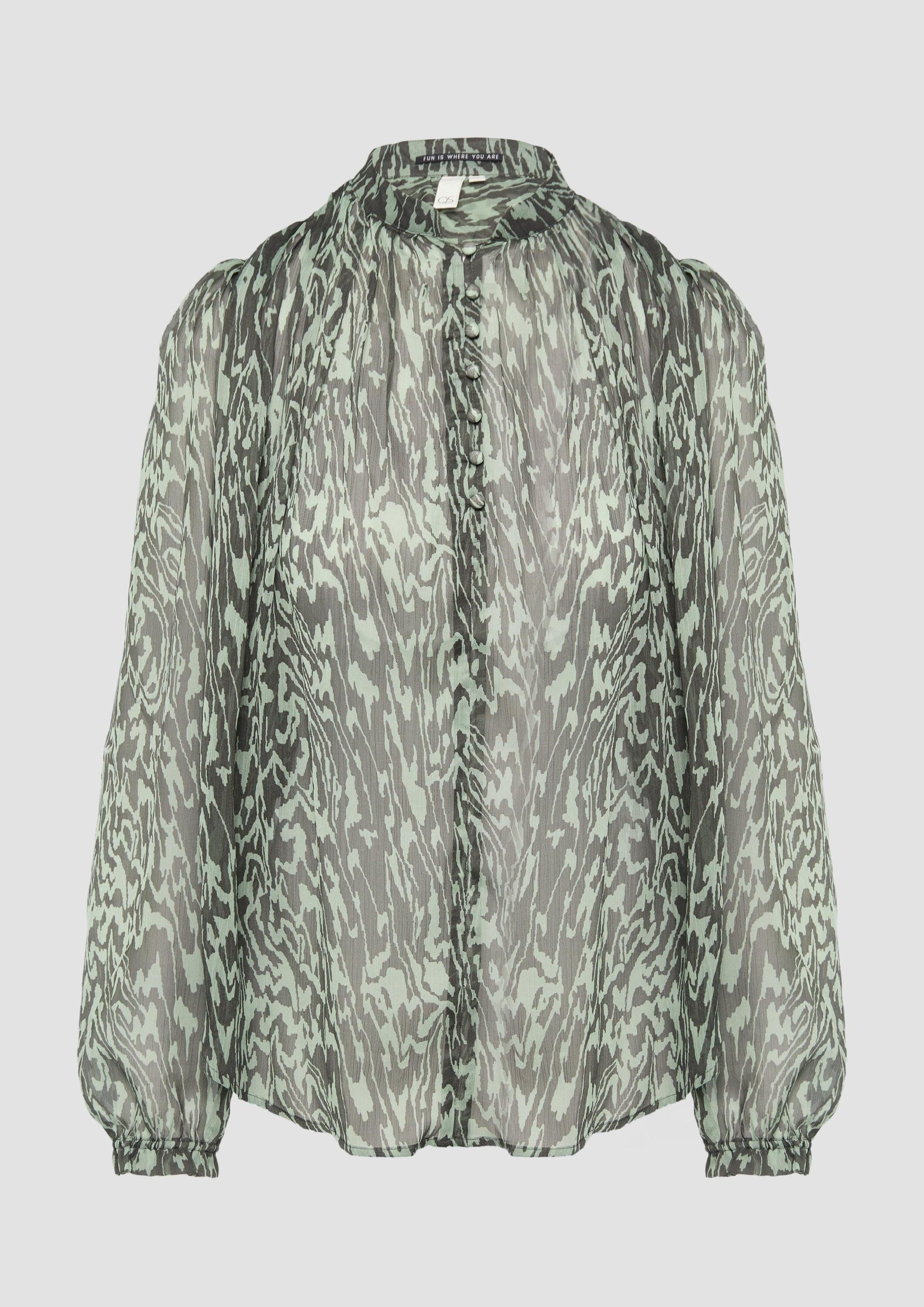 QS Langarmbluse Bluse Transparente Bluse mit All-over-Print