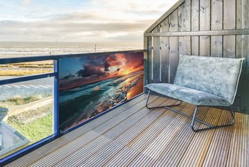 MuchoWow Balkonsichtschutz Sonnenuntergang - Strand - Meer - Golfen (1-St) Balkon Sichtschutz 90x200, Windschutz für Zaun PVC, 200x90 cm