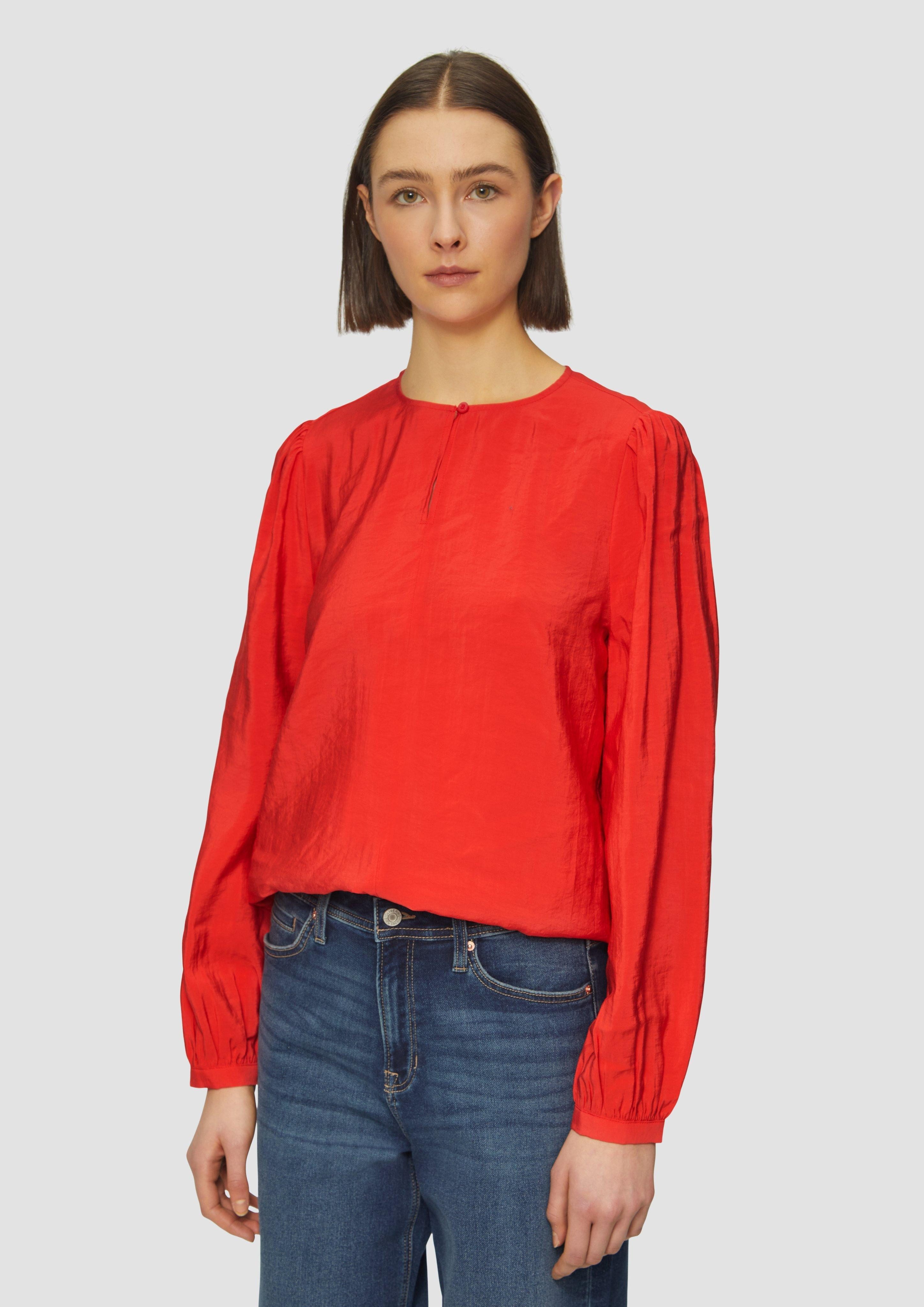 Langarmbluse Bluse mit Puffärmeln im O-Shape
