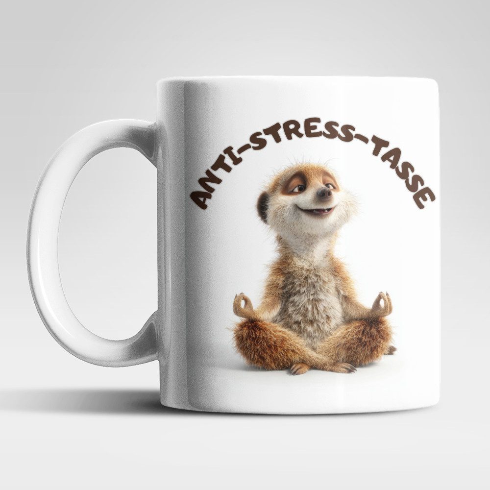 WS-Trend Tasse Anti Stress Erdmännchen Kaffeetasse Teetasse Tasse Geschenkidee, Keramik