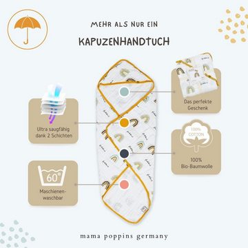 Mama Poppins Germany Kapuzenhandtuch Kapuzenhandtuch mit süßen Schriftzügen aus 100% Bio-Baumwolle, nachhaltig aus 100% Bio-Baumwolle