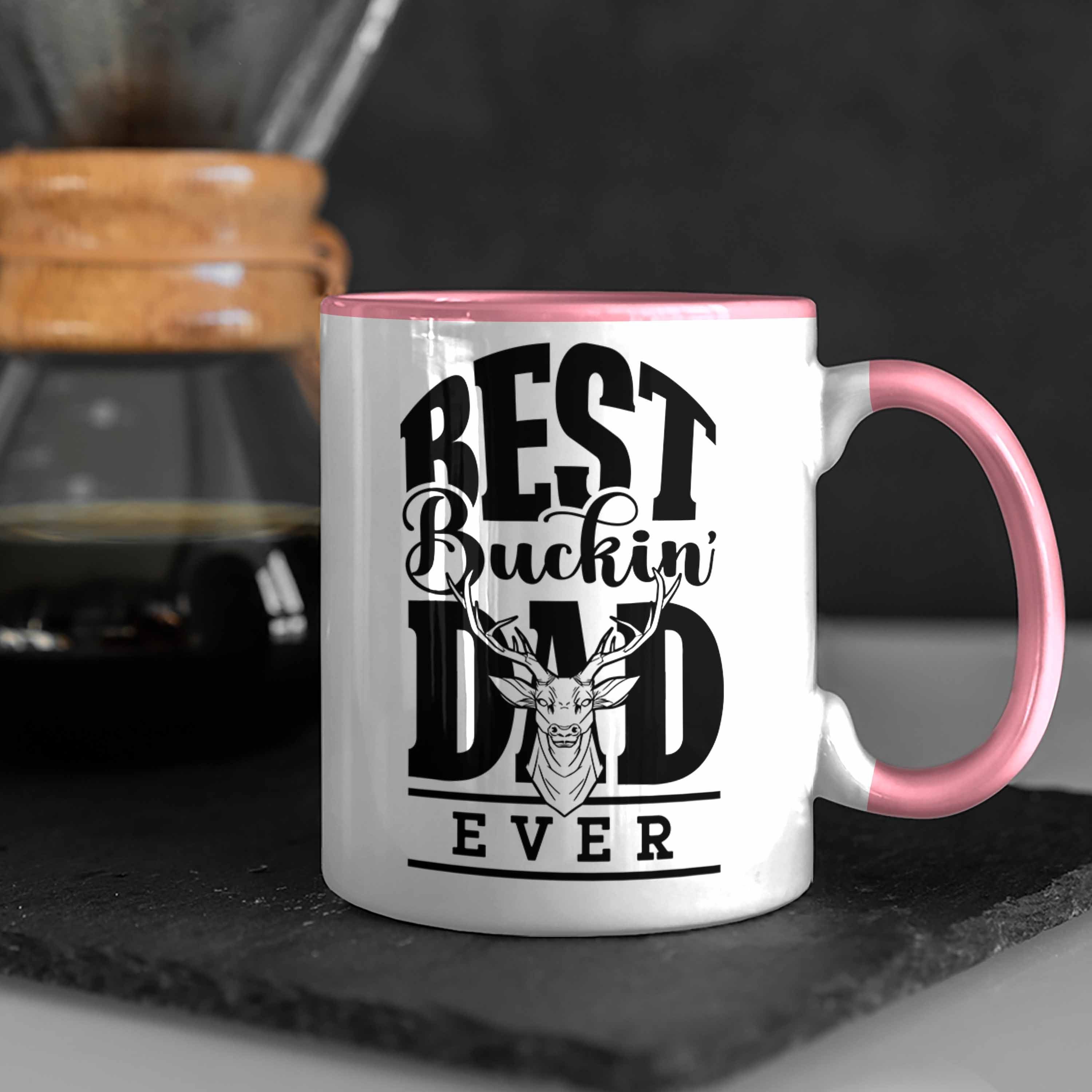 Trendation Dad Jäger-Tasse Geschenk Buckin Rosa "Best Ever" Vater Vatertag Tasse