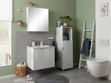 welltime Waschtisch Lage, mit 2 Türen und einem Handwaschbecken aus Keramik, 61 cm breit