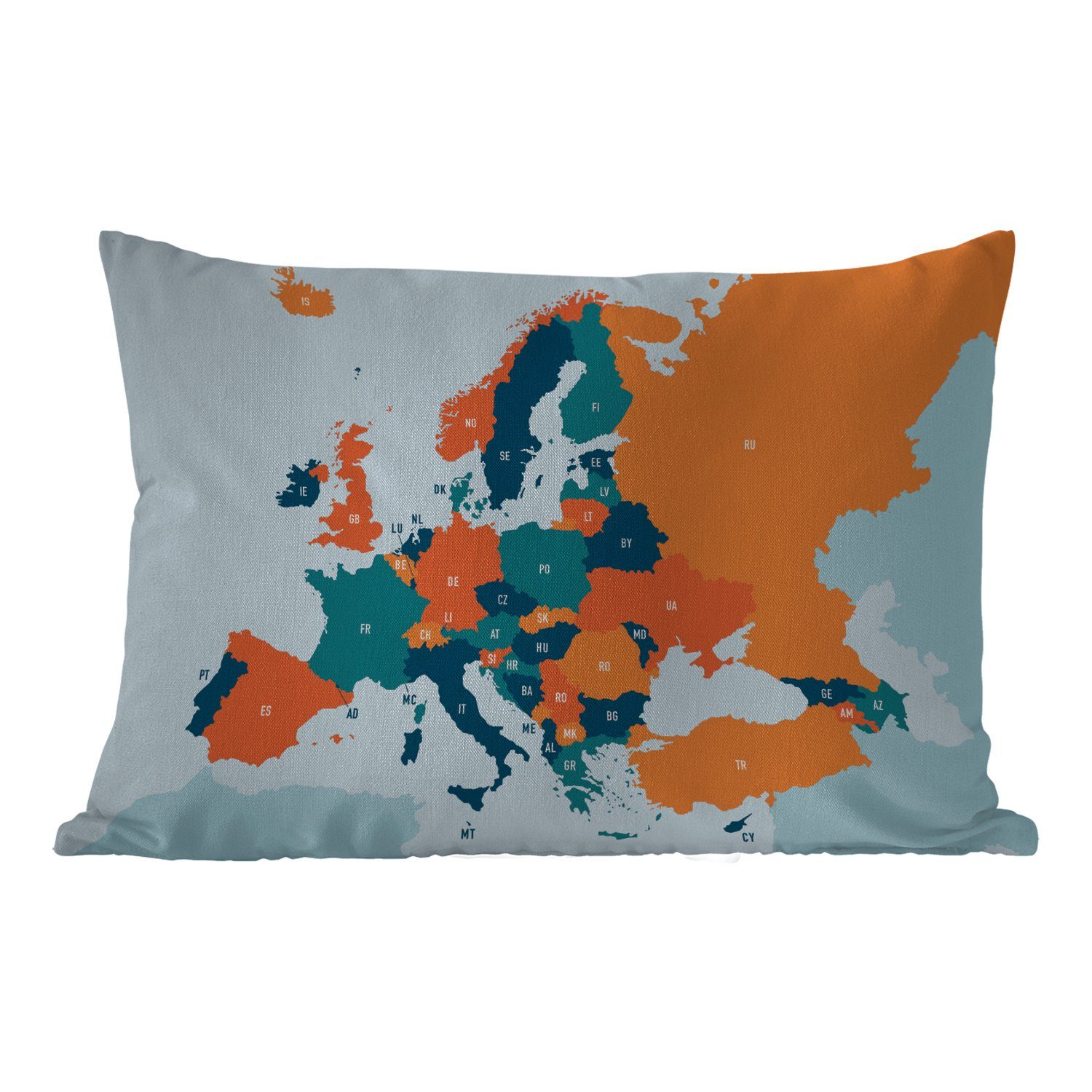 - Outdoor-Dekorationskissen, Orange, Europa - Dekokissen Dekokissenbezug, Polyester, Karte MuchoWow Kissenhülle