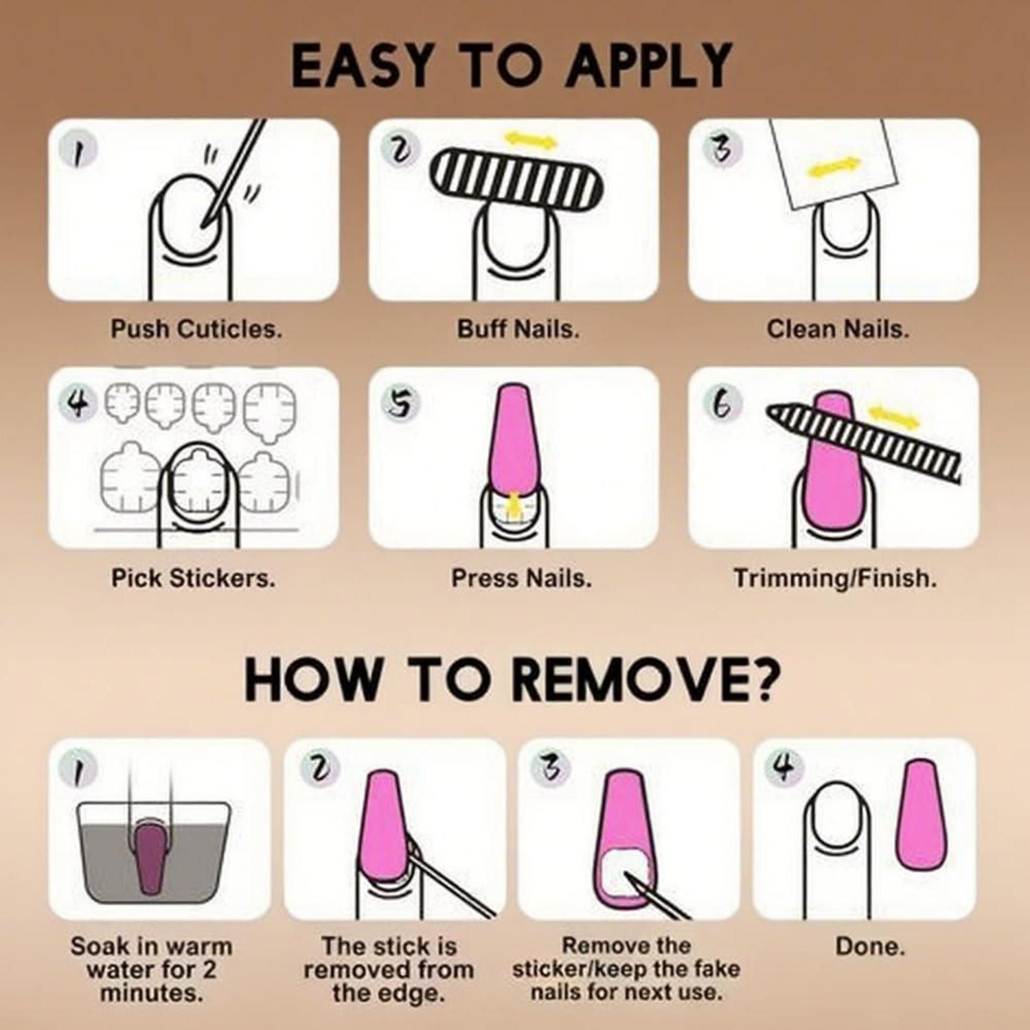 LuxusKollektion Kunstfingernägel Kunstnägel 24 Stück Full Cover Press-On Nägel zum Aufkleben für Frauen