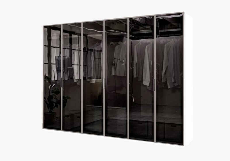rauch Kleiderschrank 20ty, Front aus transparentem Grauglas 300 x 223cm