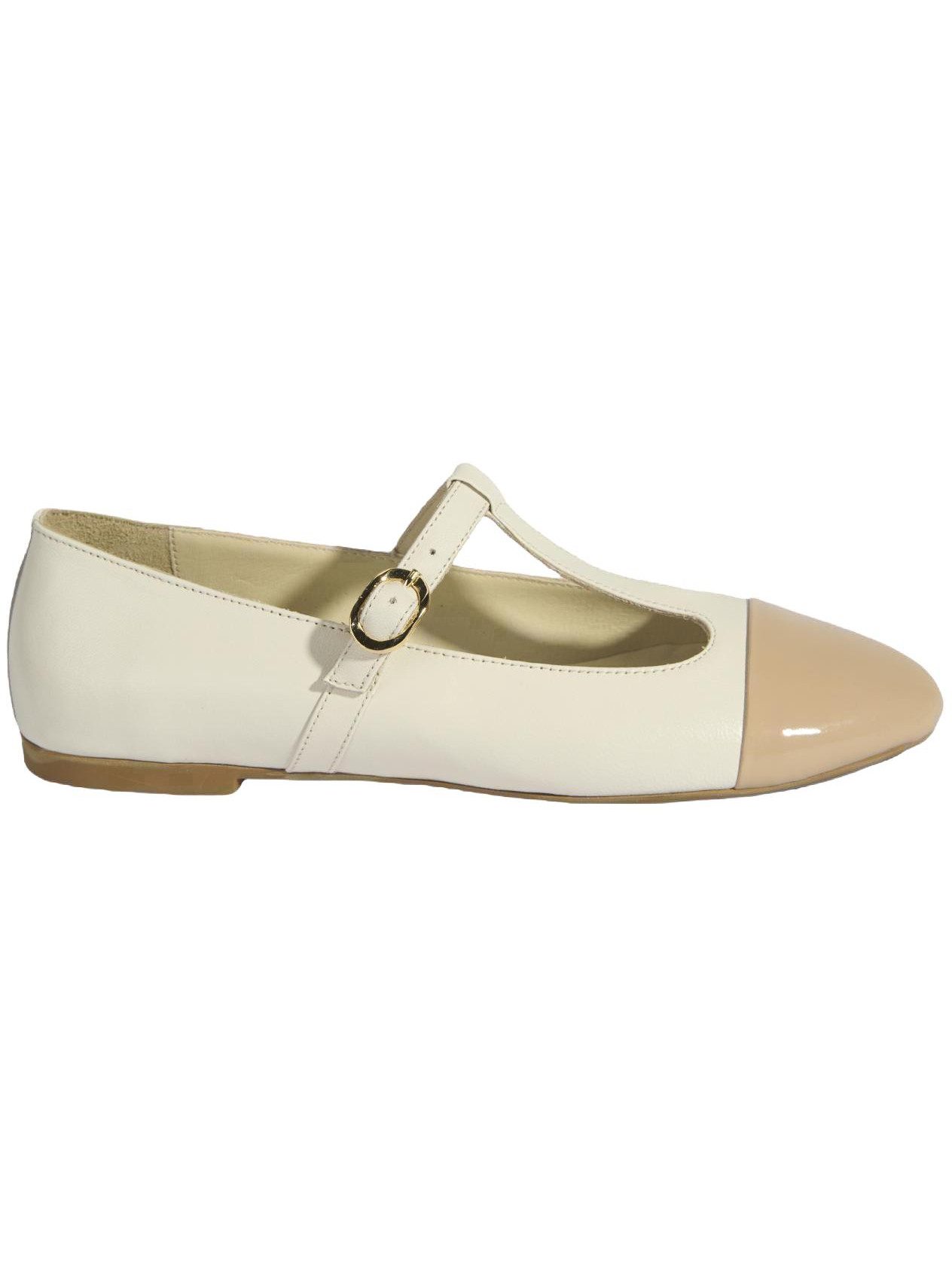 Desa Damen-Ballerinas aus Lackleder – Schnallenverschluss, flacher Absatz Ballettschuh