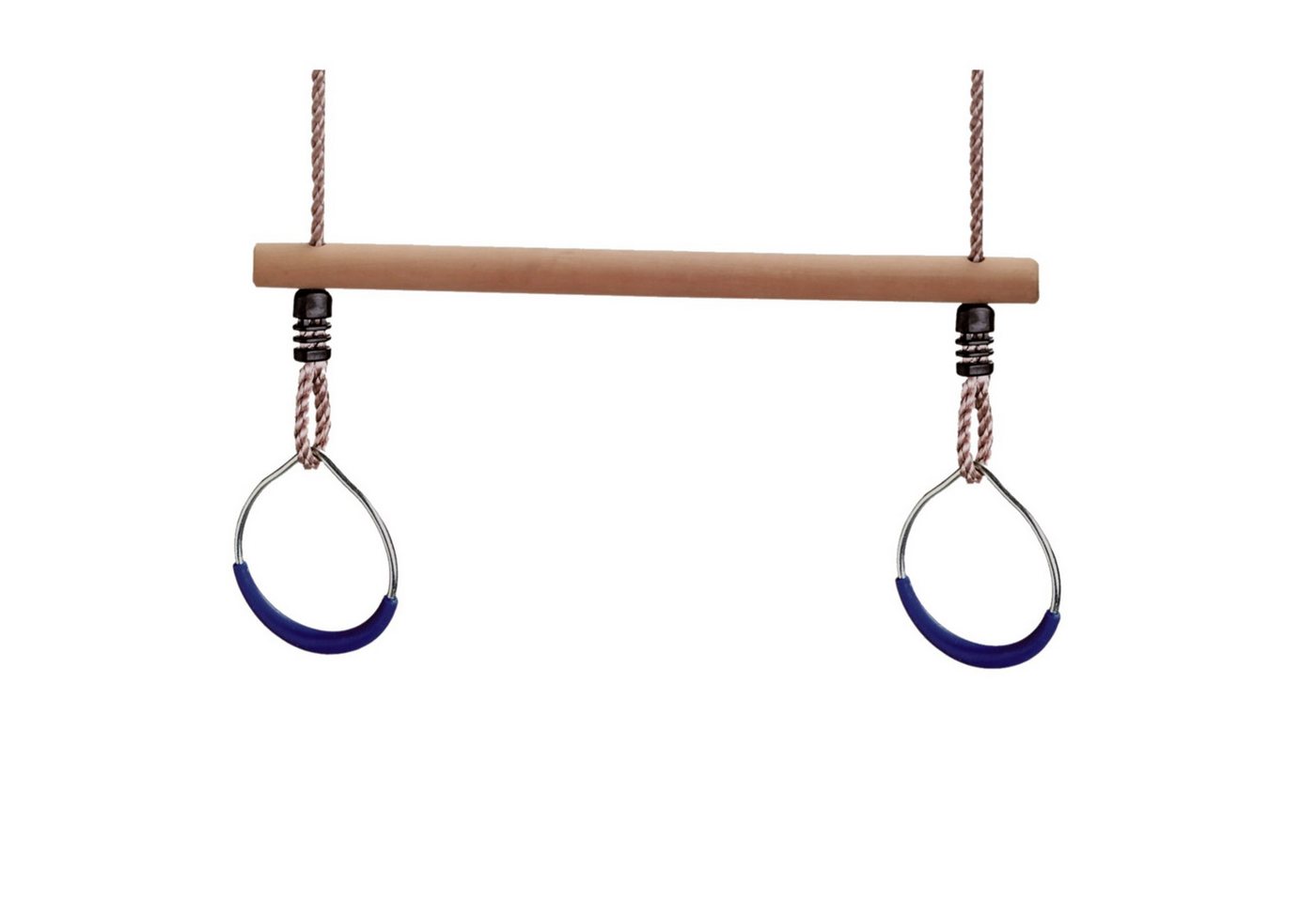 Loggyland Turnring Holztrapez Trapezschaukel mit blauen Turnringen