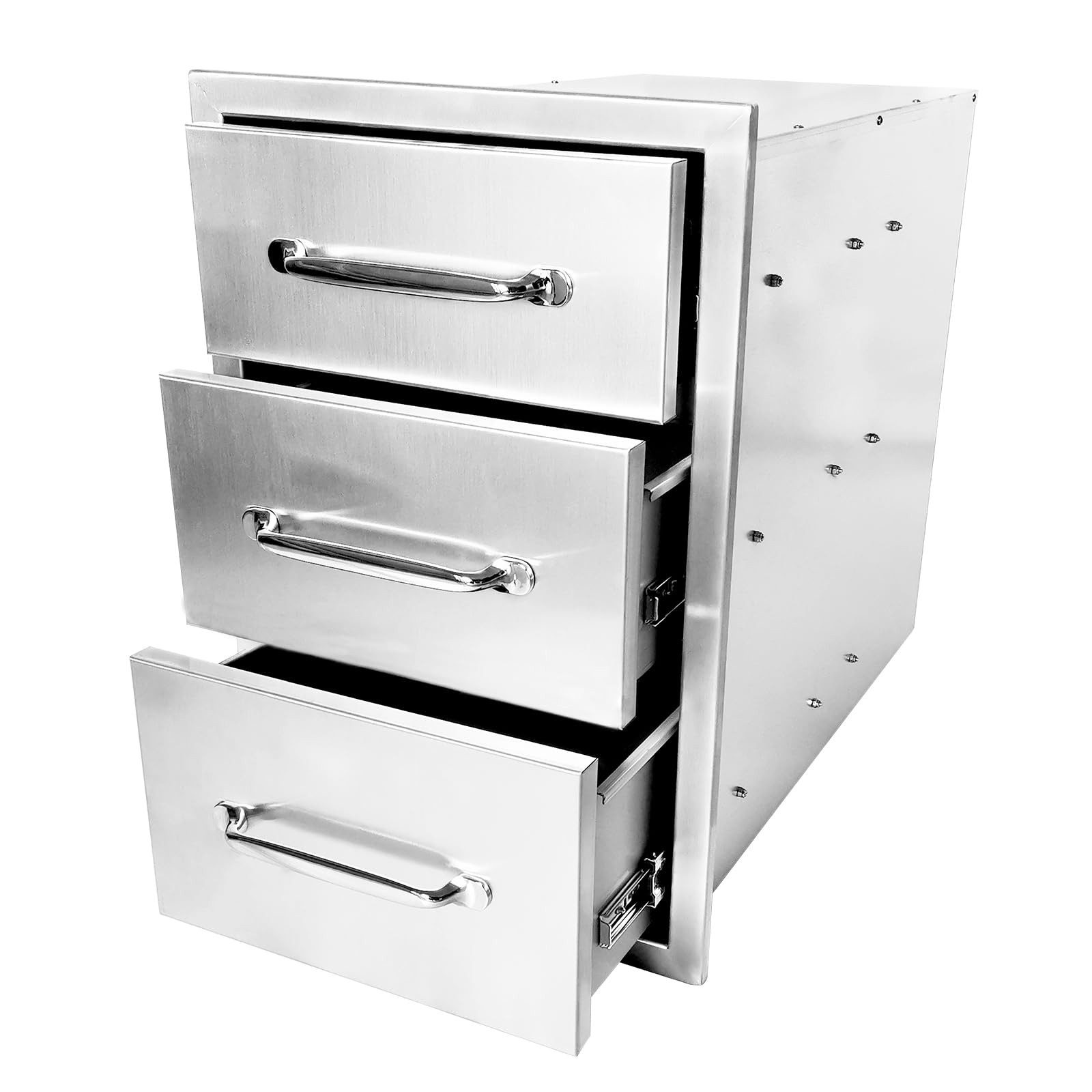 GarveeMore Kommode Küchenschubladen im Freien, 3-lagiger Edelstahl,35.6 × 52.1 × 58.4 cm