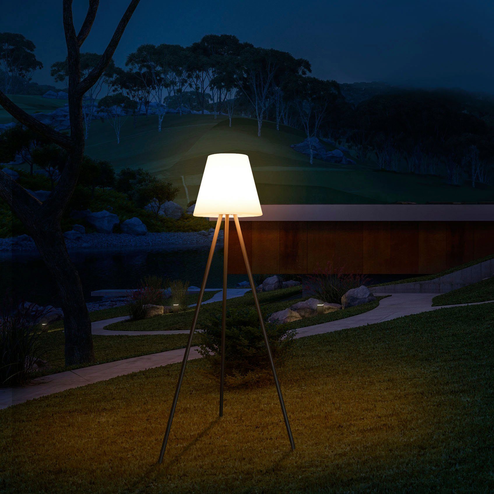Paco Home Stehlampe ROBIN, LED LED In- Outdoor Garten fest integriert, Industrie und Terasse Akku Stehlampe