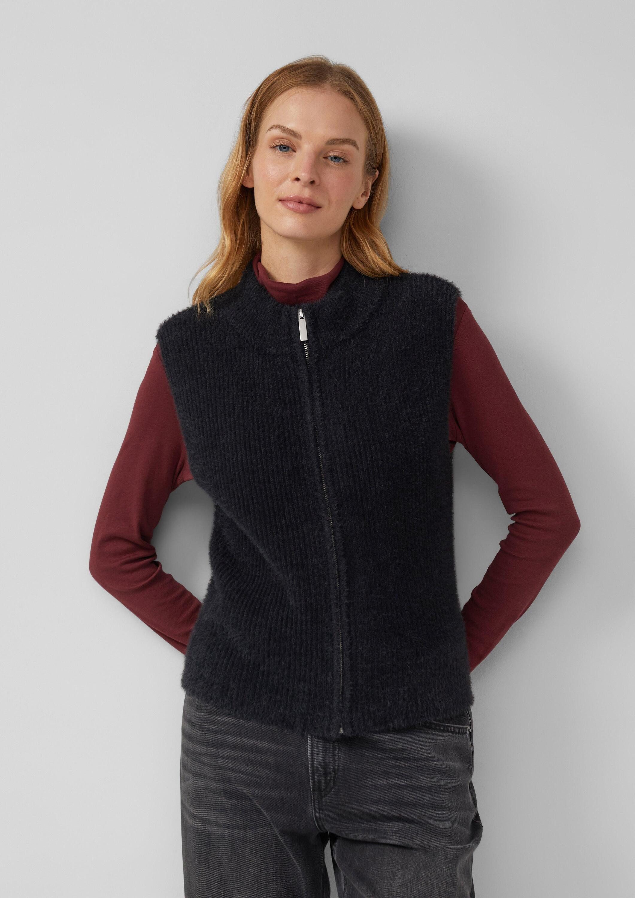 s.Oliver Funktionsweste Strickjacke Flauschige Weste mit Reißverschluss günstig online kaufen