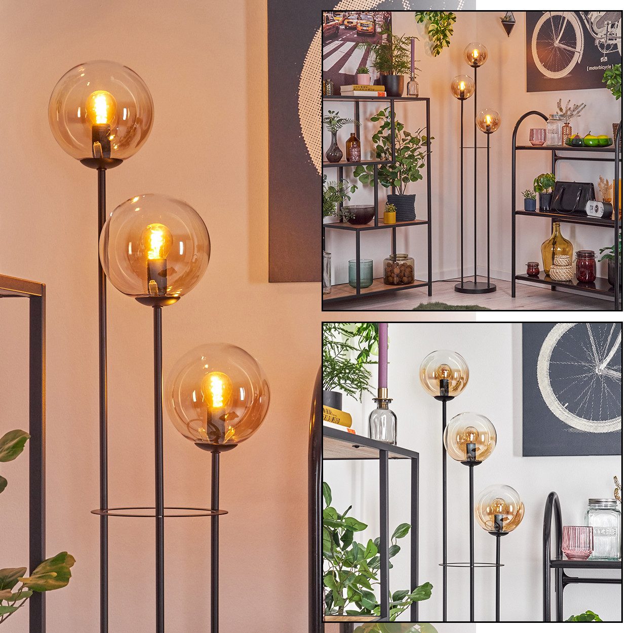 hofstein Stehlampe Stehlampe aus Metall/Glas in günstig online kaufen