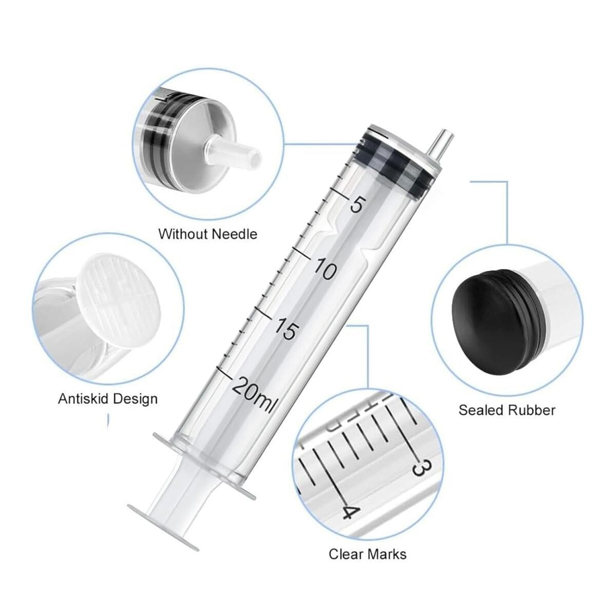 FELIXLEO Absaugspritze 20ml Spritze mit Deckel Kunststoff Spritzen für Öl Haustier, (100-St)