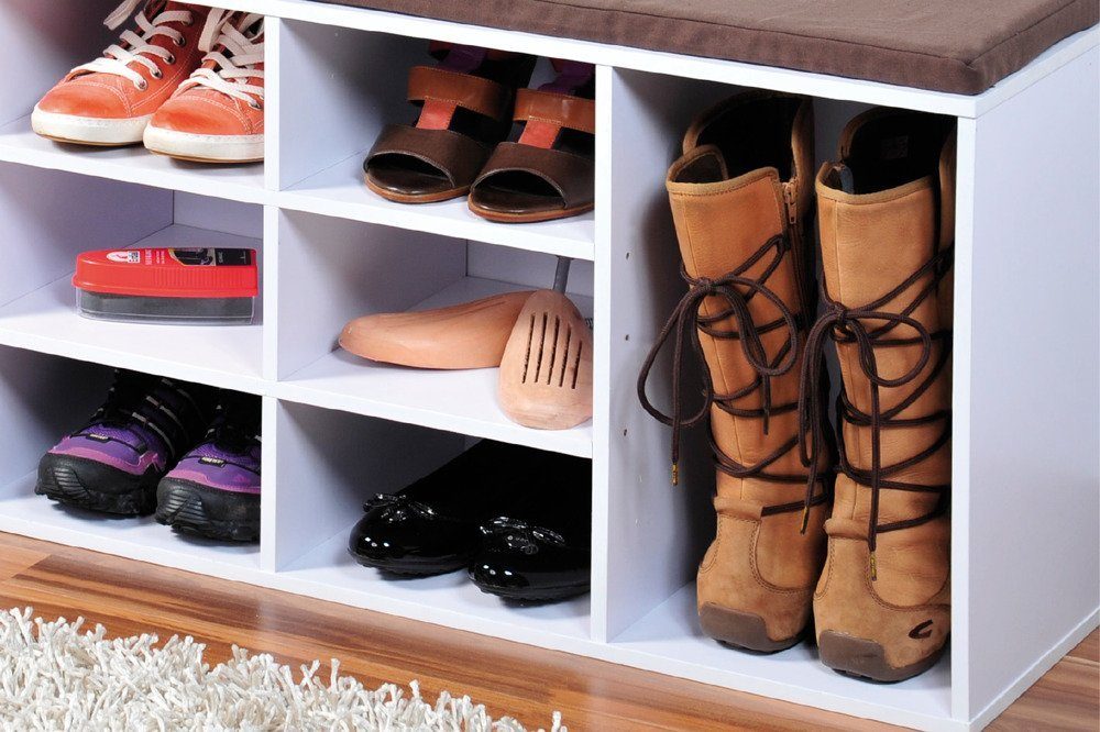 Kesper Schuhregal Schuhschrank für Flur, weiße Kommode mit Sitz - Kesper