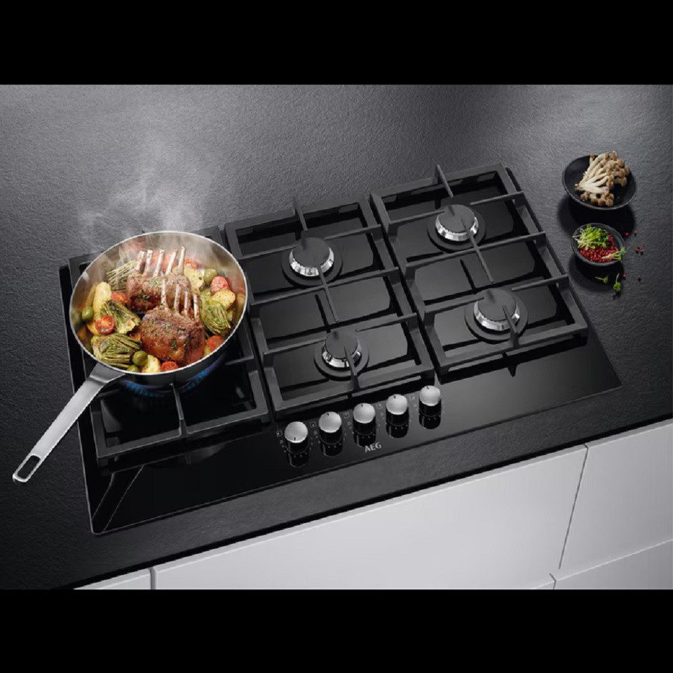 AEG Gas-Kochfeld 6000 HKB75820NB, Thermosicherung, 1 Wok Kochstelle, Bedienknebel