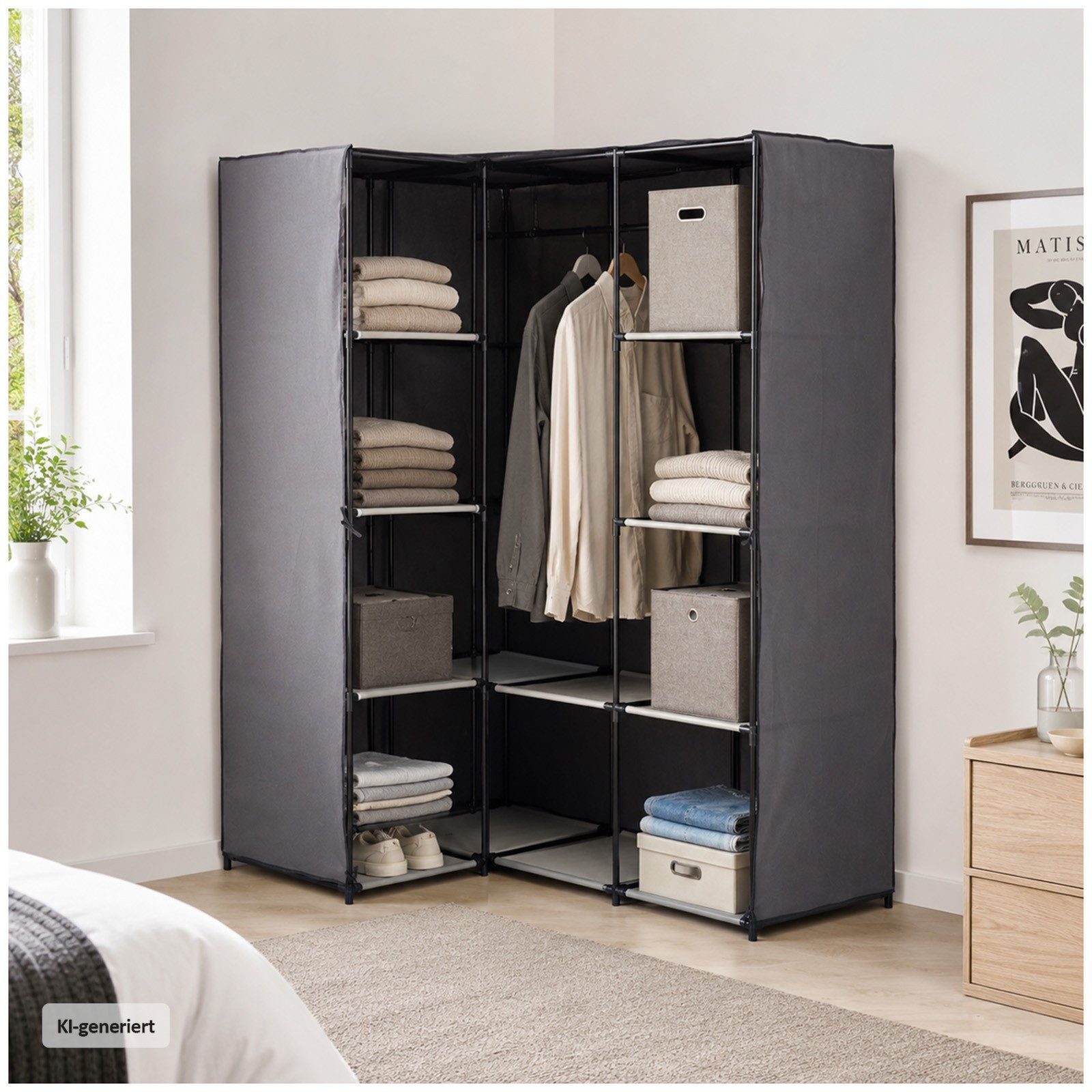 HTI-Living Stoffschrank Eckregal Lena (Stück, 1-St., 1 Stoffschrank) Eckkleiderschrank