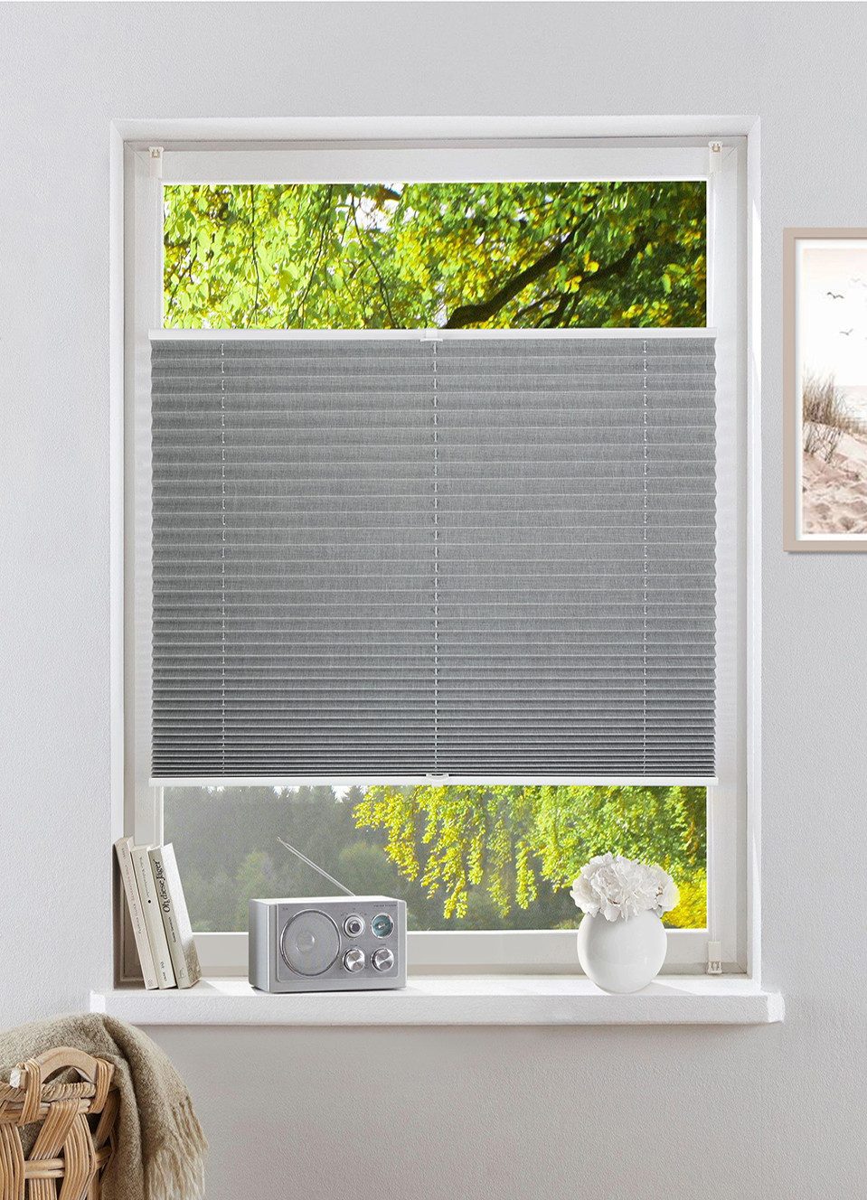 OTTO home Plissee Willa, verdunkelnd, ohne Bohren, verspannt, Klemmfix, NEUHEIT in Leinenoptik, Klemmfix, für Fenster & Tür, Verdunkelung