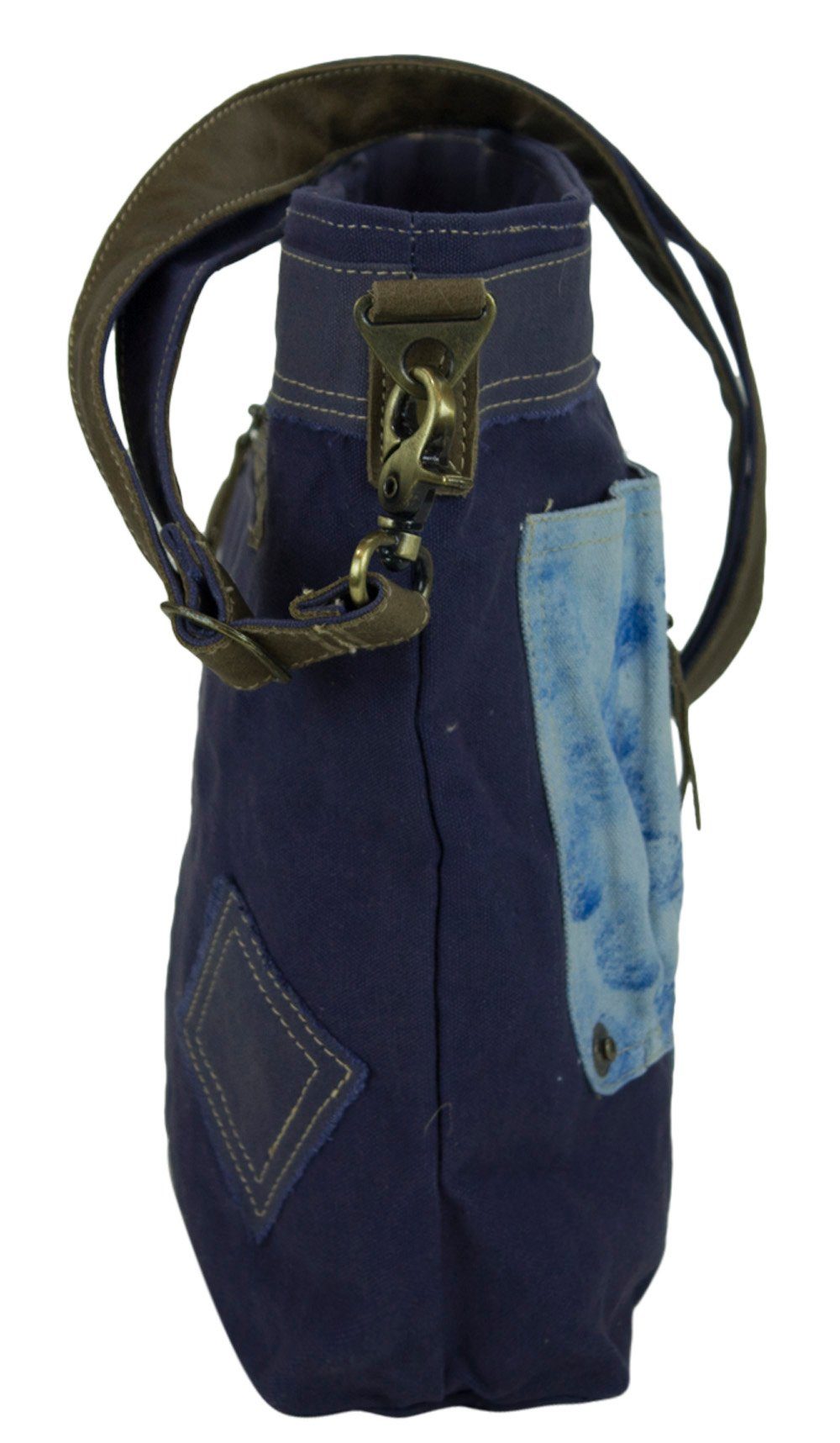 Blaue Tasche mit Vintage Canvas design., Schulterriemen und Fronttasche Umhängetasche Umhängetasche Sunsa Stifthalter abnehmbaren Retro in Taschen. mit
