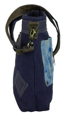 Sunsa Umhängetasche Blaue Canvas Tasche mit Fronttasche und Stifthalter Taschen. Umhängetasche in Vintage Retro design., mit abnehmbaren Schulterriemen