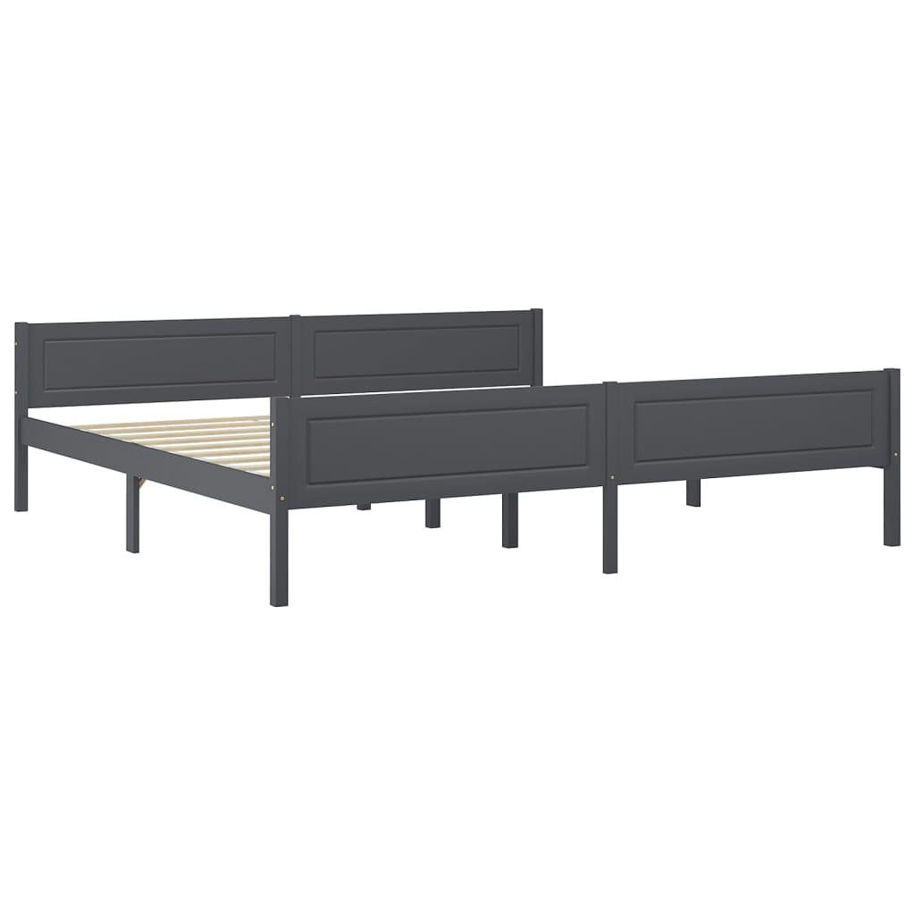 vidaXL Bettgestell 200 x 200 cm Massivholzbett Kiefer Grau 200x200 cm Bett Bettgestell