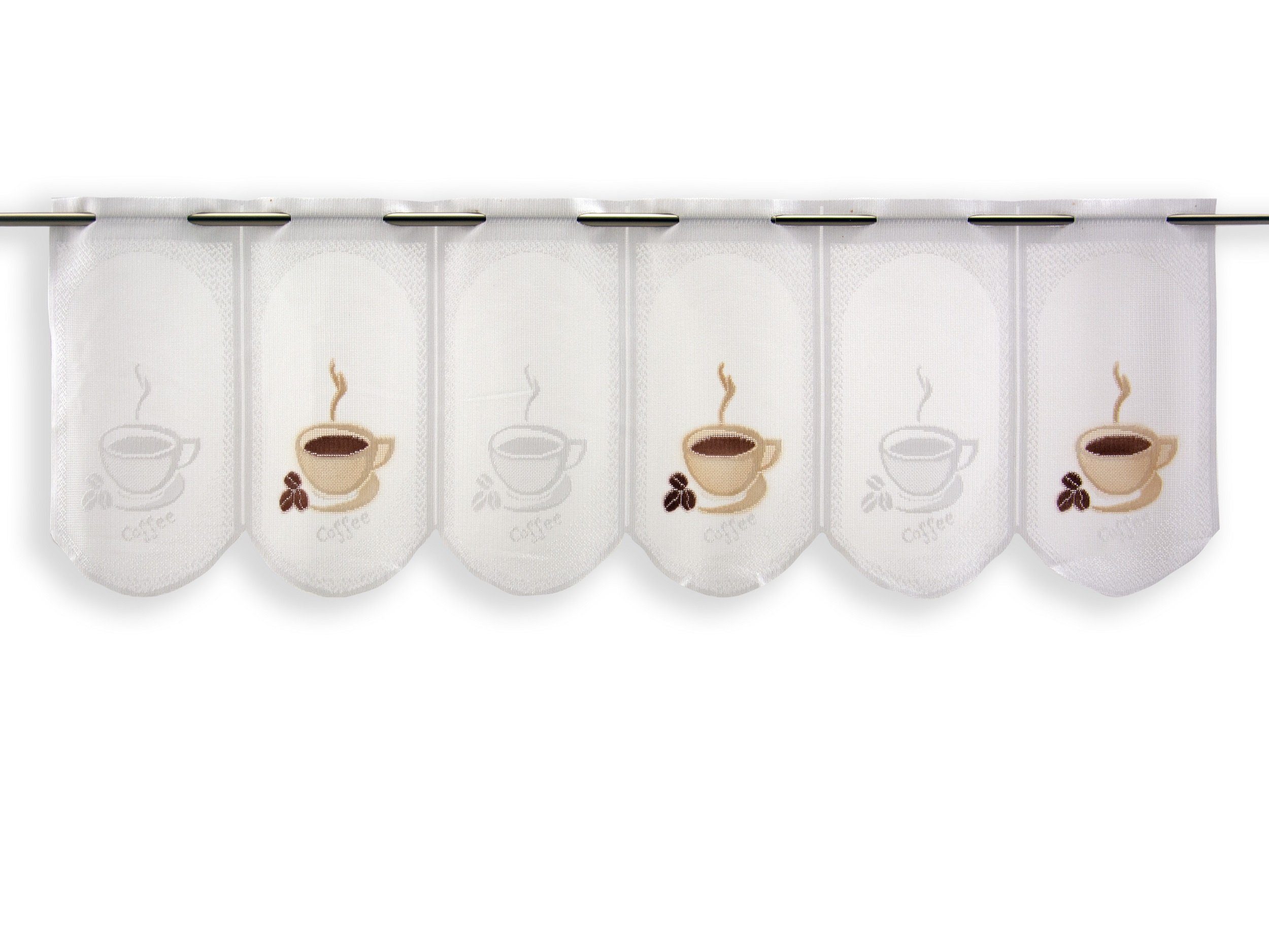 Clever-Kauf-24, Scheibengardine, Bistrogardine transparent, Tasse, 30cm, Kaffee transparent, Scheibengardine Scheibengardine Höhe