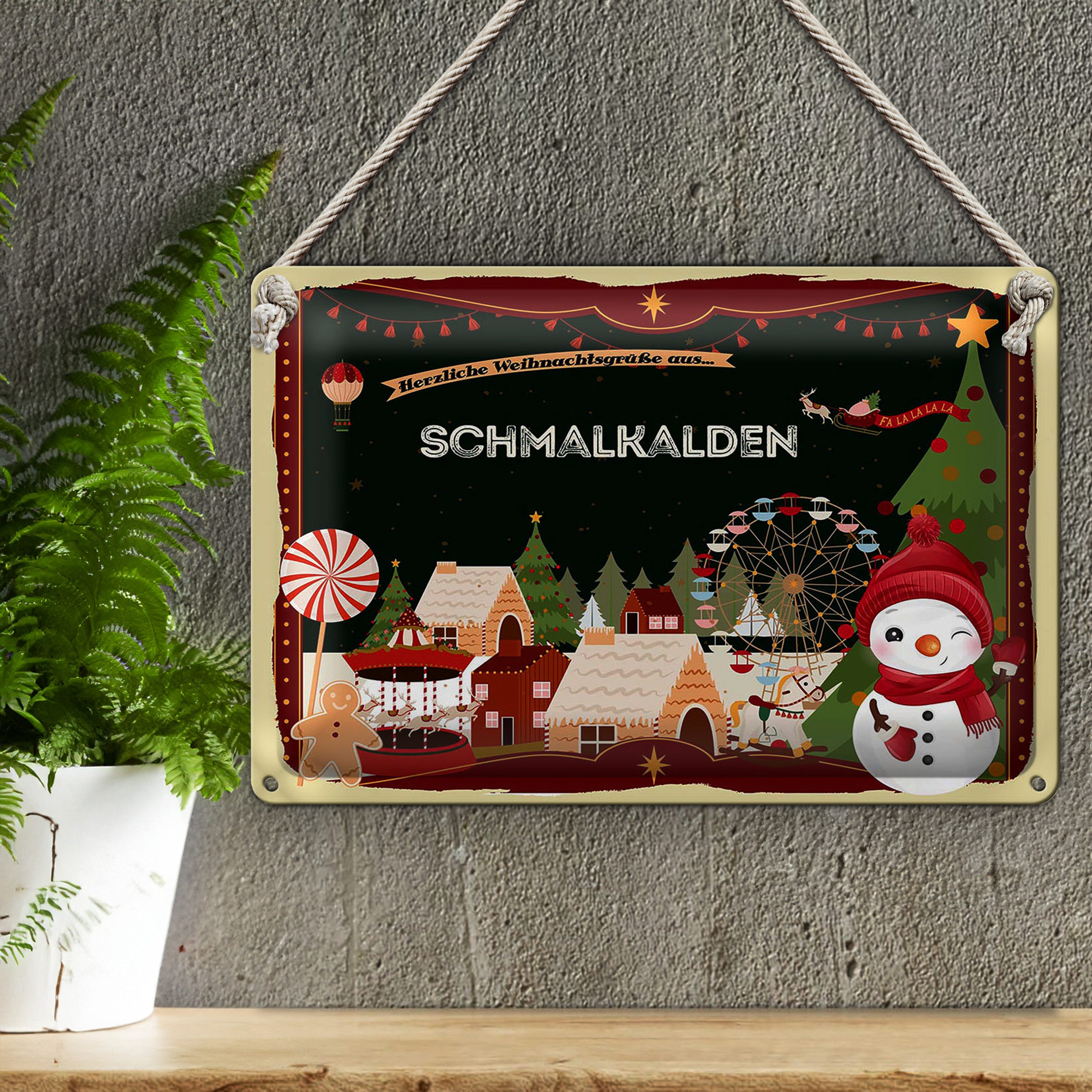 Roomando Metallschild Weihnachten Grüße aus SCHMALKALDEN 40x30cm