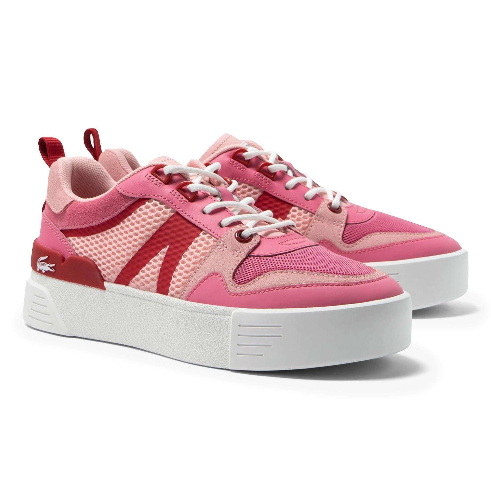 Lacoste Damen Sneaker - HEEL POP, Turnschuhe, Leder Sneaker Pink/Rot