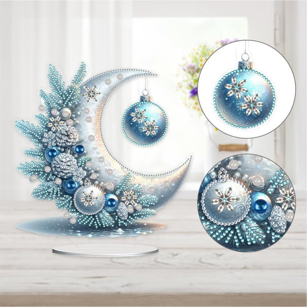 FELIXLEO DIY-Adventskalender DIY Diamantmalerei Weihnachten Tischdekoration Wintermond (2-tlg)