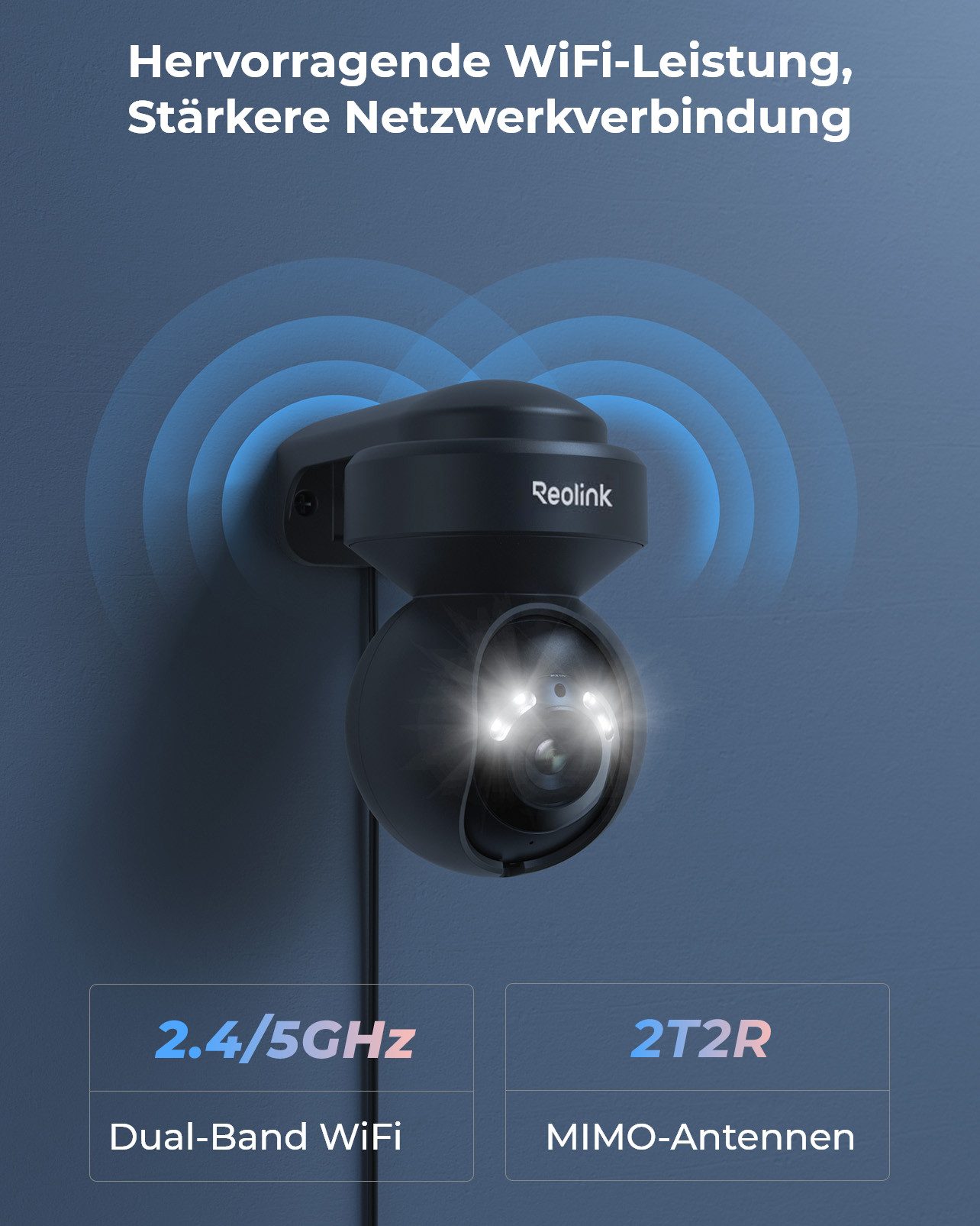 Reolink Überwachungskamera WLAN E1 Serie PT Cam 5MP ProHD AF (Außenbereich, Zoom,Auto-Tracking,2K+,Personen- & Autoerkennung,Farbige Nachtsicht)