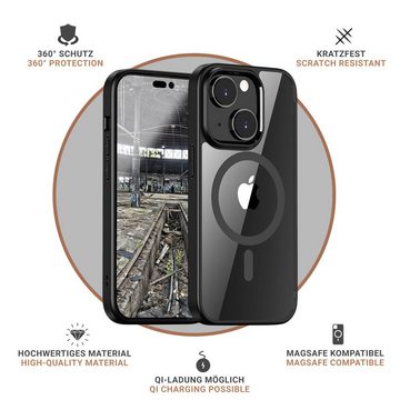 JT Berlin Handyhülle Pankow Hybrid - Apple iPhone 14 MagSafe Hülle, [Eingebauter Magnetring] - schwarz / transparent