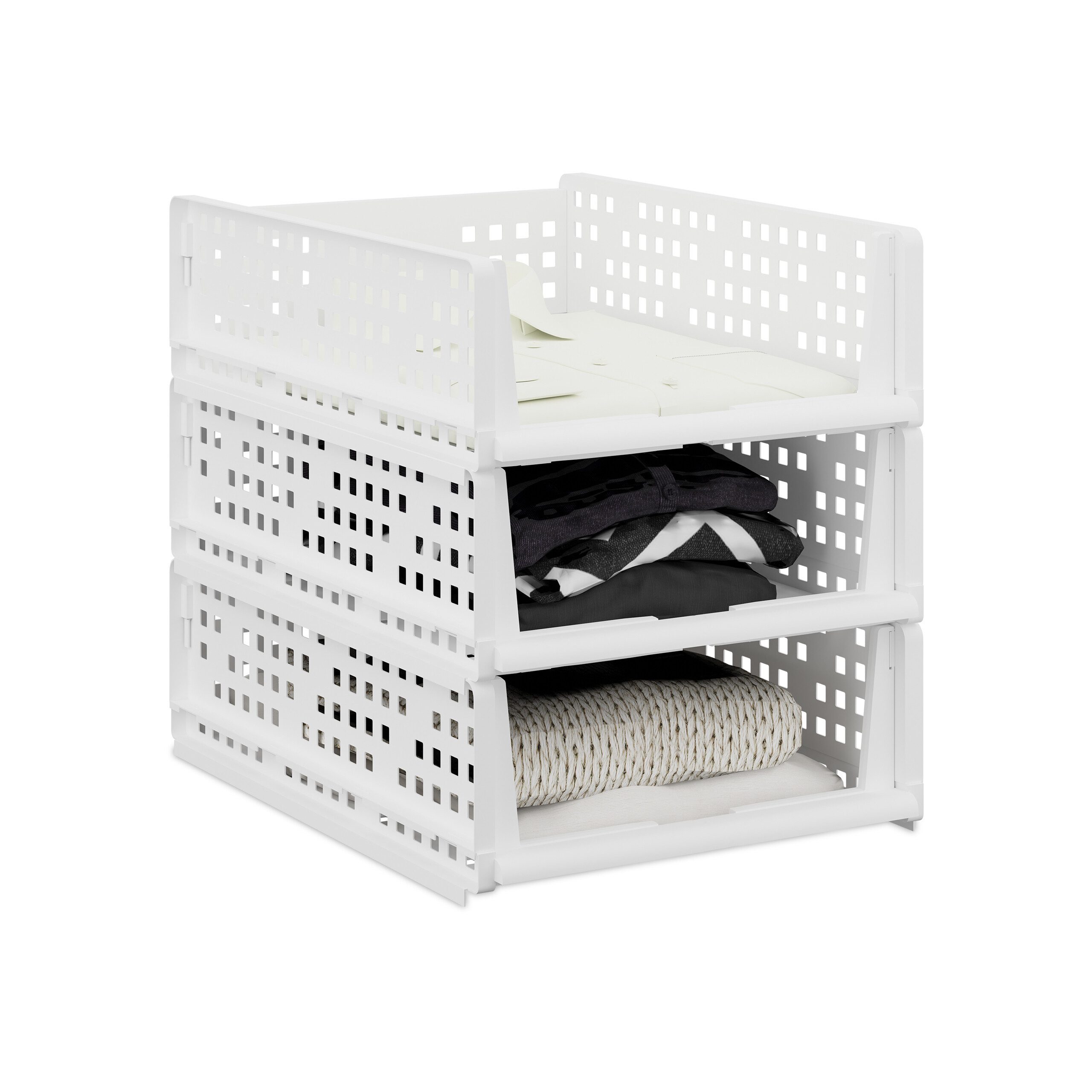 relaxdays Aufbewahrungsbox Schrank Organizer im 3er Set (3 St), weiß, S