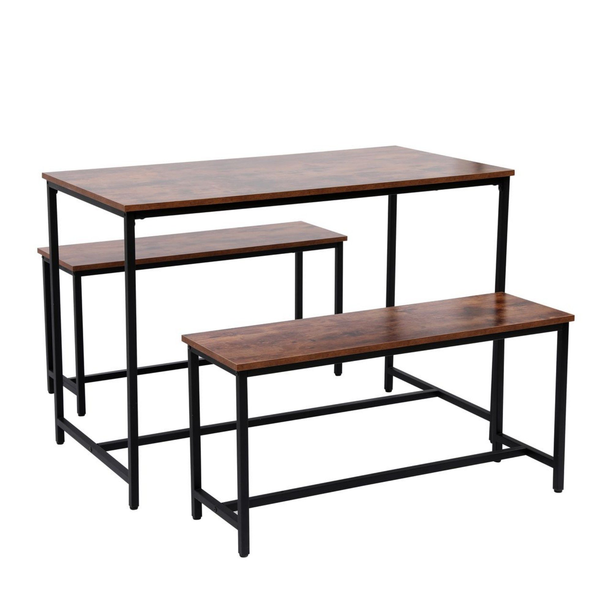 Happy Home Esstisch Esszimmertischset Dining Set mit 1 Tisch & 2 Sitzbänken