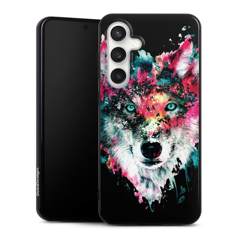 DeinDesign Handyhülle Riza Peker Wolf bunt Wolve ohne Hintergrund, Samsung Galaxy S24 FE 5G Silikon Hülle Bumper Case Handy Schutzhülle