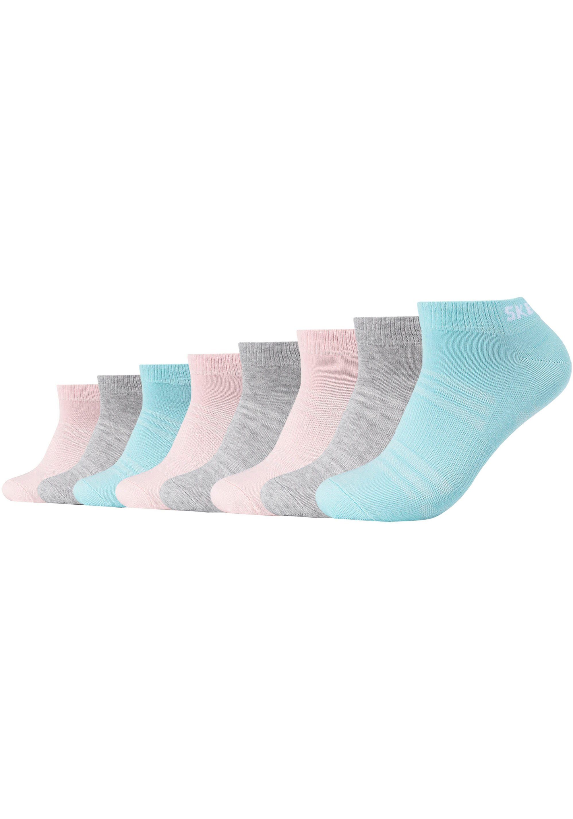 Garn Skechers Hochwertiges einen hautfreundlichen 8-Paar) pastellfarben Sneakersocken Tragekomfort für (Packung,