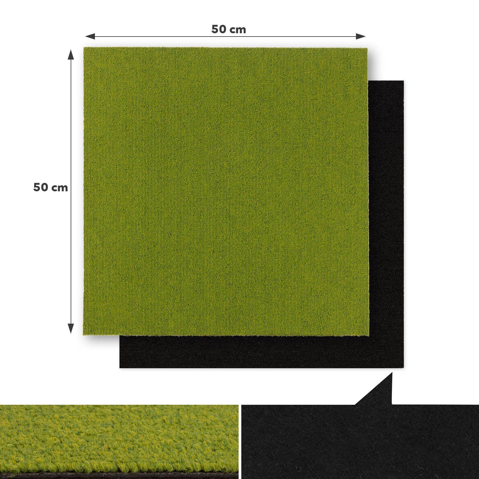 Karat Teppichfliese Moscow, Bodenschutz, Erhältlich in 4 Farben, 50 x 50 cm, Quadratisch, Höhe: 5.5 mm, Selbstliegend