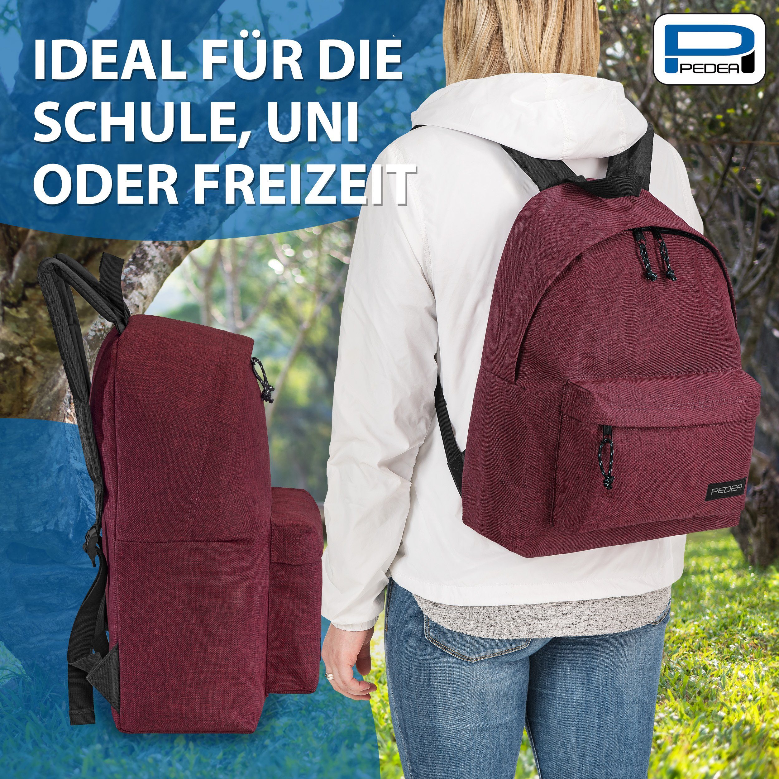 PEDEA Freizeitrucksack STYLE Daypack für Damen & Herren (13,3 Zoll (33,8 cm), gepolstert, wasserabweisend