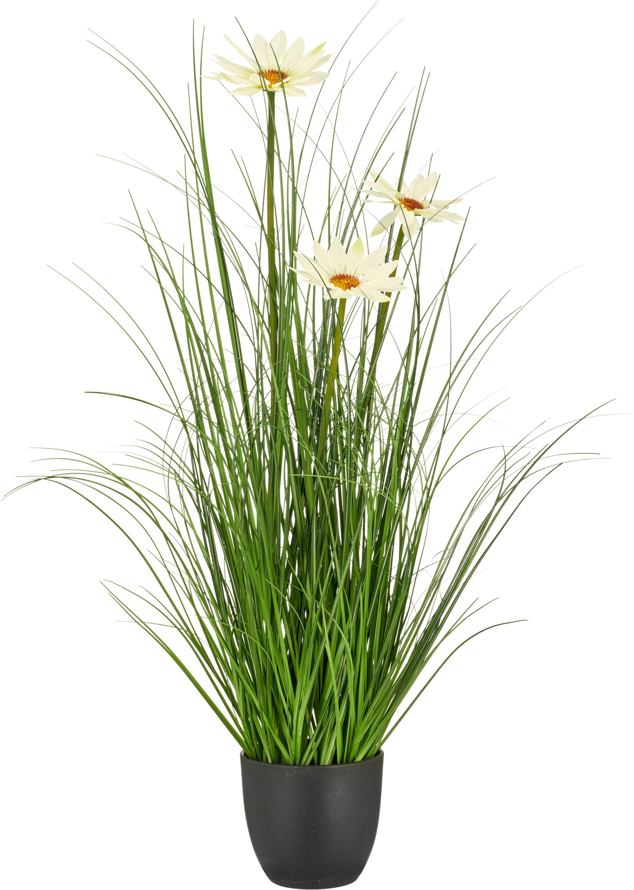 Kunstgras Gras mit Margeriten, Creativ green, Höhe 71 cm, mit naturgetreuen Halmen
