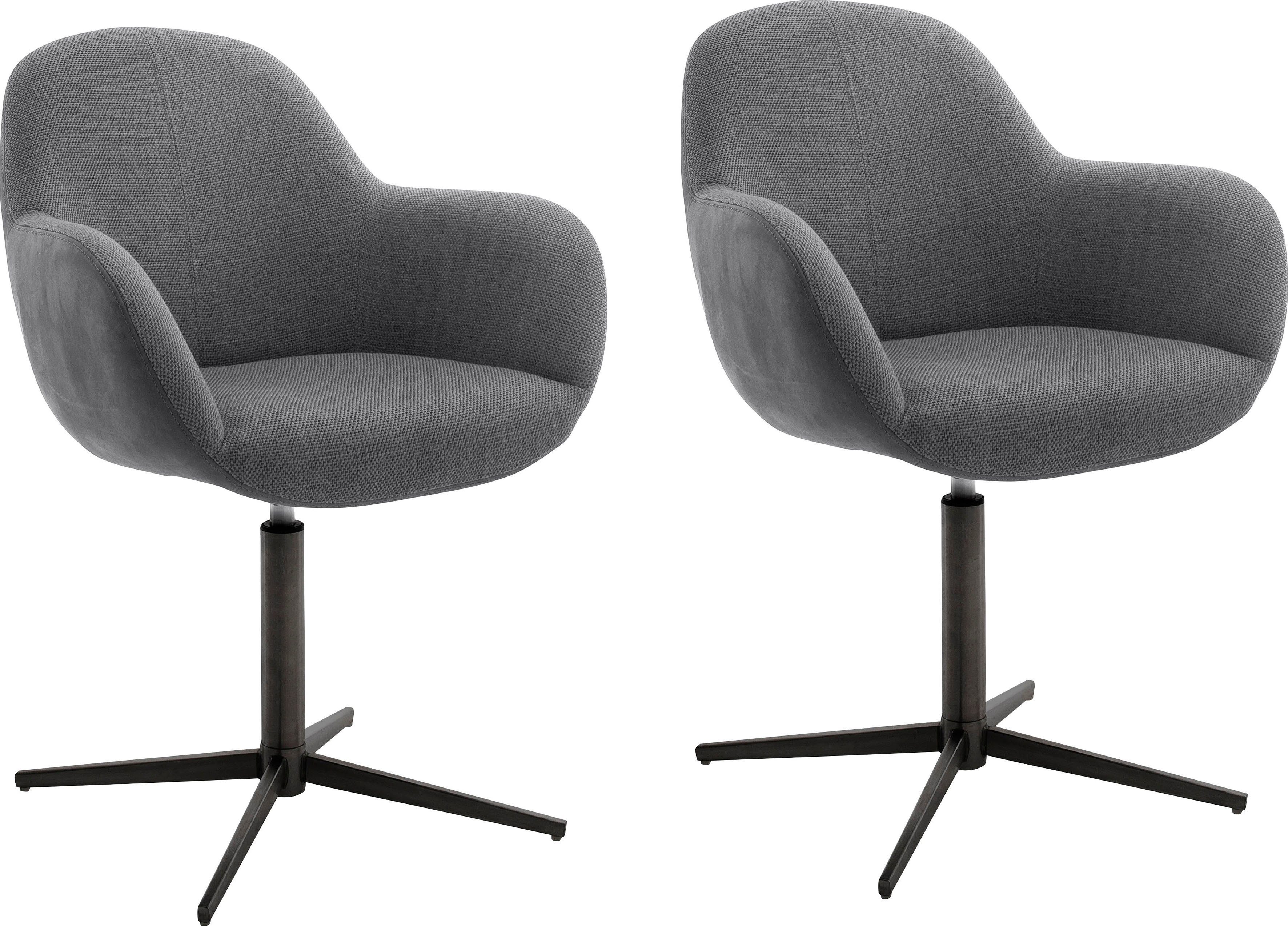 MCA furniture Esszimmerstuhl Melrose (Set, 2 St), Stuhl 360°drehbar mit Nivellierung Anthrazit | Anthrazit | Stühle