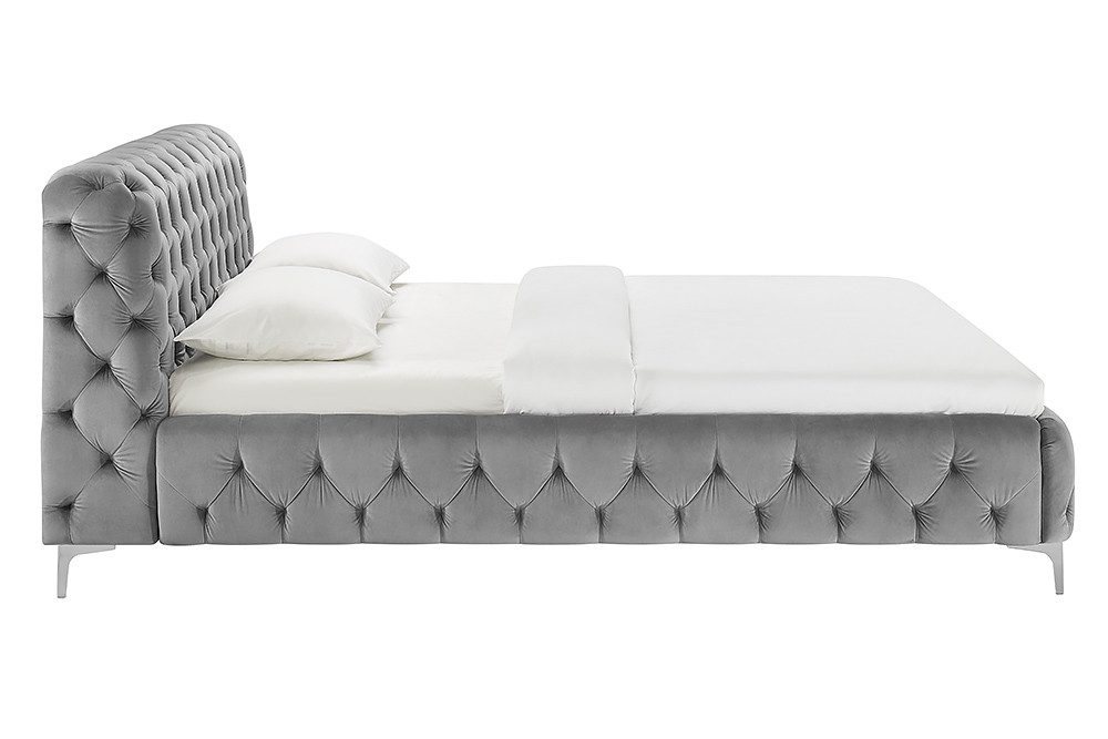 riess-ambiente Polsterbett MODERN BAROCK 160x200cm grau Samt – Barock Stil, Kopfteil, Doppelbett (Einzelartikel, 1-tlg), Chesterfield Design, Französisches Bett – Bild 5 von 5