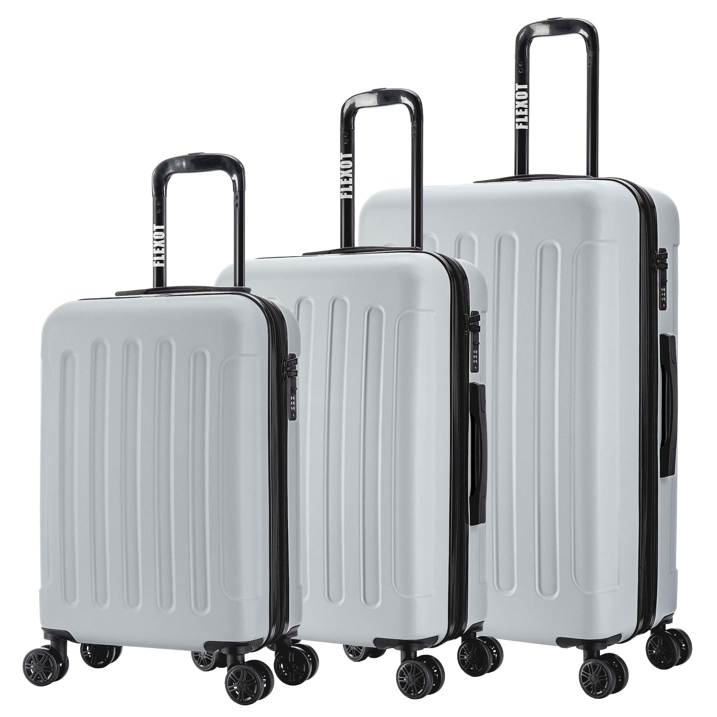 Flexot Hartschalen-Trolley F-3045 (Gr. M, L, XL) – Kofferset – ABS-Hartschale, erweiterbar, 4 Rollen, Robuster und moderner Koffer mit vier 360° Rollen und Zahlenschloss