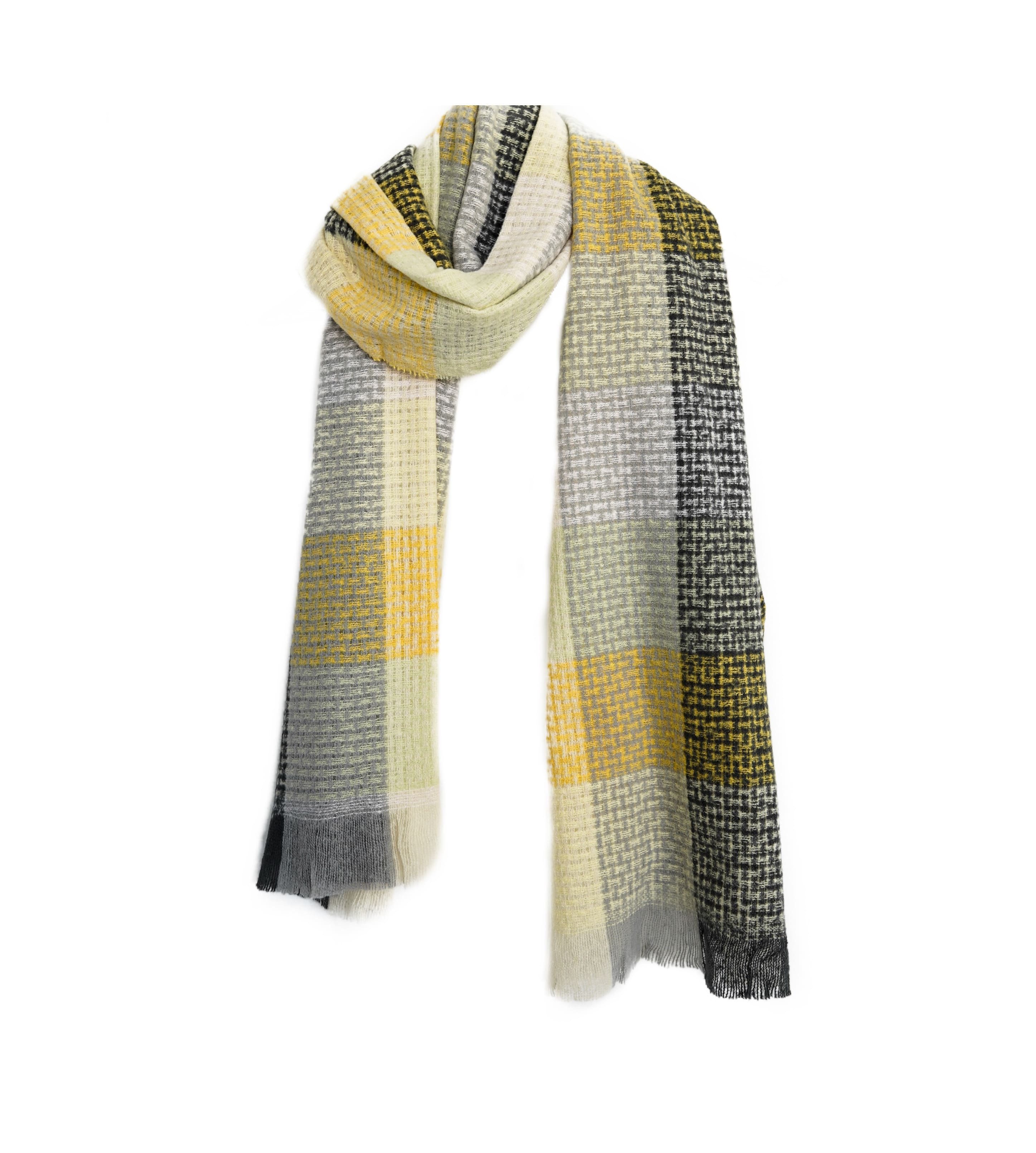 COFI 1453 Modeschal mit Cashmere-Touch - Modeschal mit Karomuster 70x200 cm mit Fransen