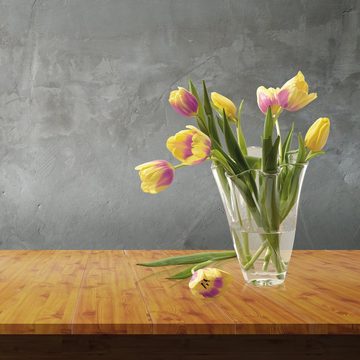 Glaskönig Tischvase Blumenvase aus Glas - Moderne Glasvase in Wellenform als Tulpenvase (mundgeblasen, Höhe 23cm Ø ca.15cm), Ideal für Tulpen, Blumensträuße und einzelne Blumen