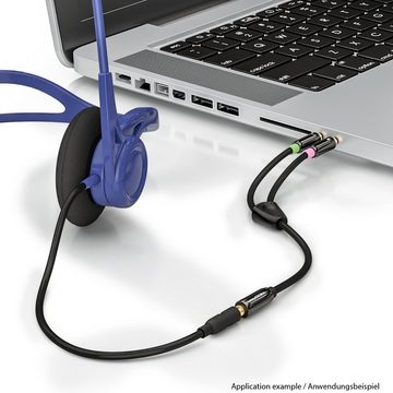 deleyCON deleyCON Headset Laptop Adapter 1x3,5mm Klinke Buchse auf 2x3,5mm Audio-Kabel
