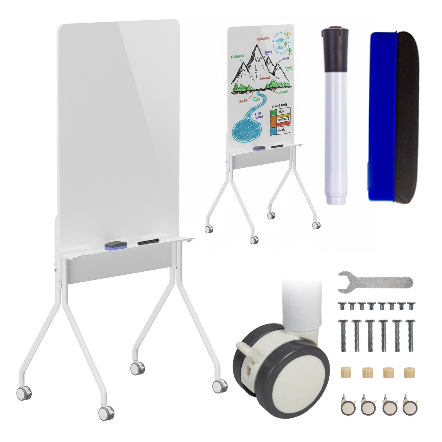 Ergo Office Standtafel ER-305 Schreibtafel mit Ablage 119x79cm, (1-tlg), vertikale Ausrichtung, weiß, einseitig