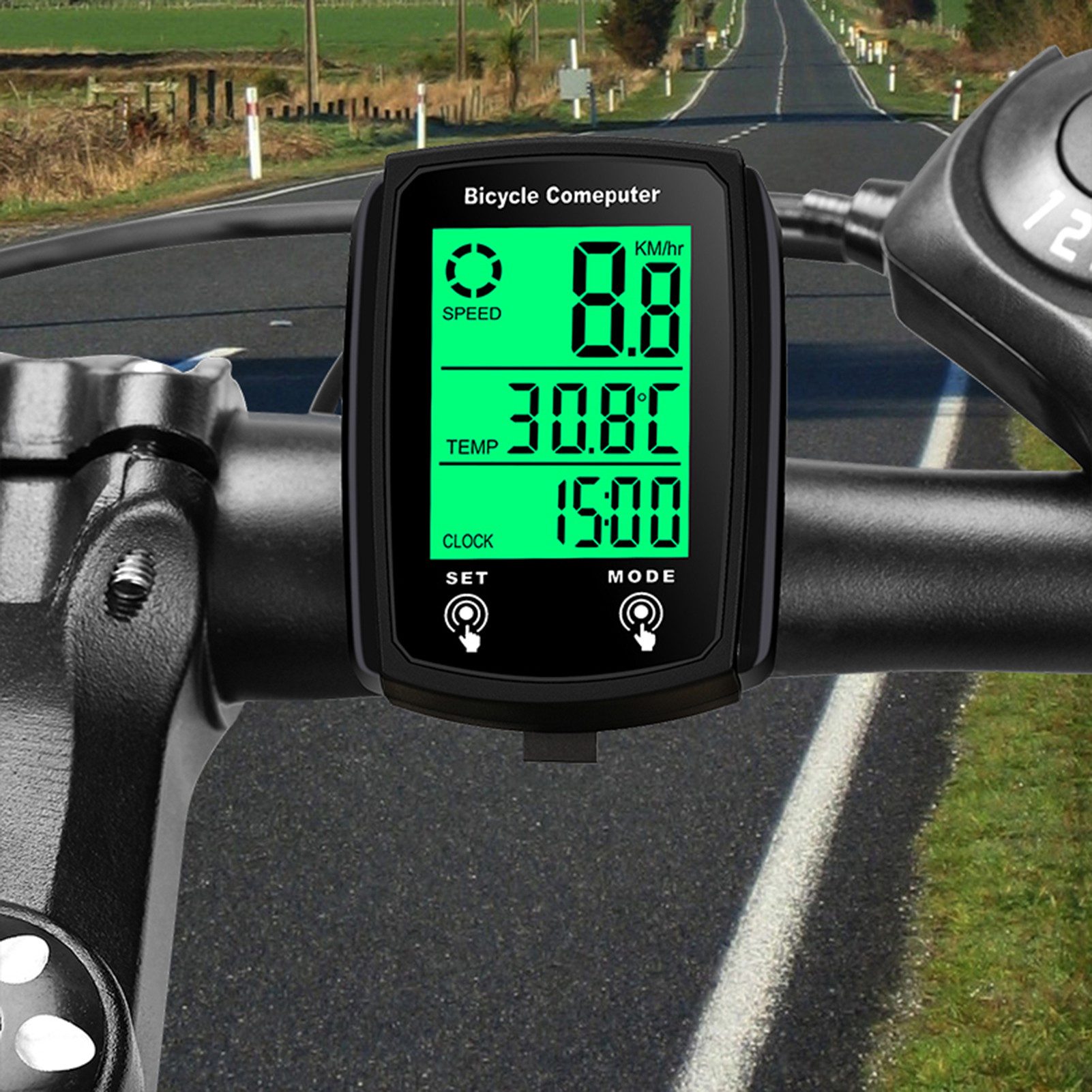 GARRYFIZH Fahrradcomputer LCD Fahrrad Tachometer Radfahren Kilometerzähler 19 Funktions, LCD Display, Wasserdicht, LED-Hintergrundbeleuchtung
