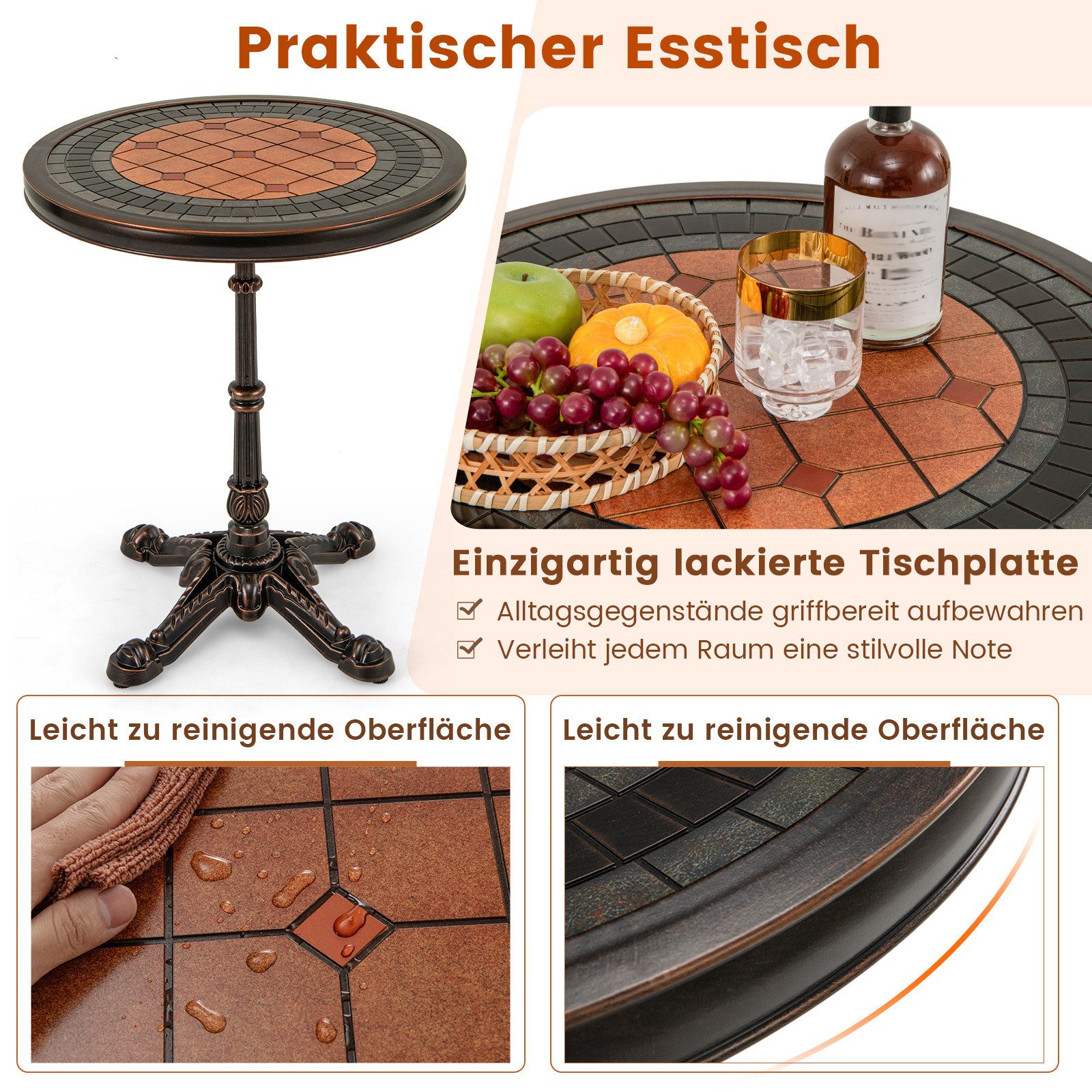 COSTWAY Gartentisch (1-St), mit geschnitzter Textur, günstig online kaufen