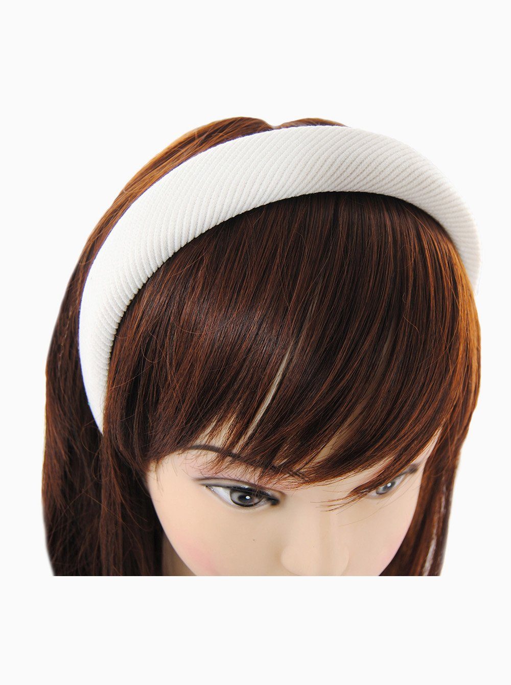 gepolstertes Haarreif Damen Haarreif Haarband Weiss mit axy Stoff Vintage Cord, Breiter Haareifen